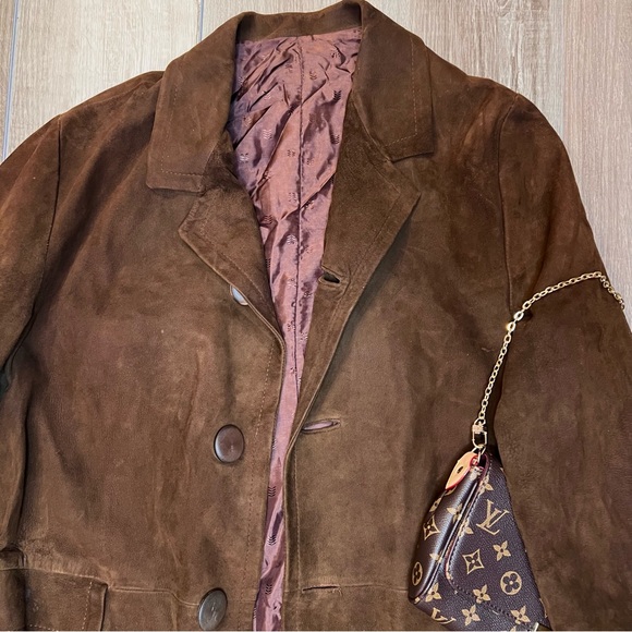 Vintage Brown Genuine Leather Suede Oversized Western Coat- Academia Boho Retro - Picture 6 of 15